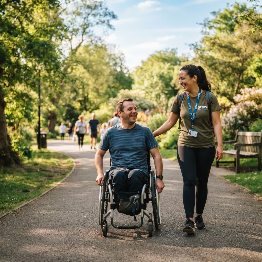 Participant and support worker enjoying the outdoors together
