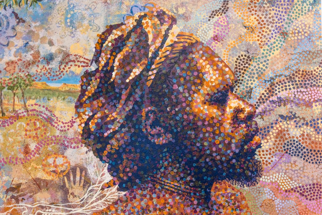 Indigenous dot art portrait