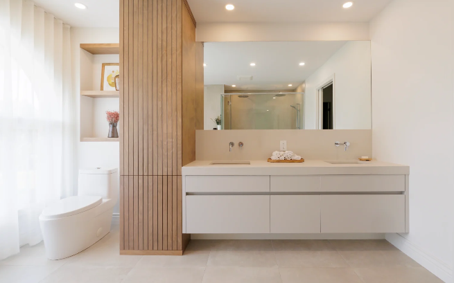 Salle de bain double vasque blanche