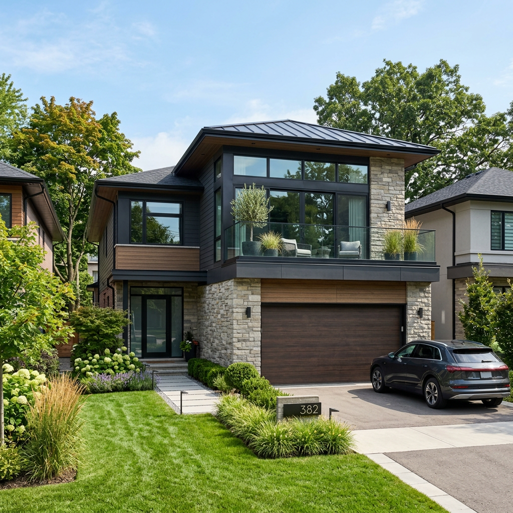 Maison agrandie avec étage au-dessus du garage