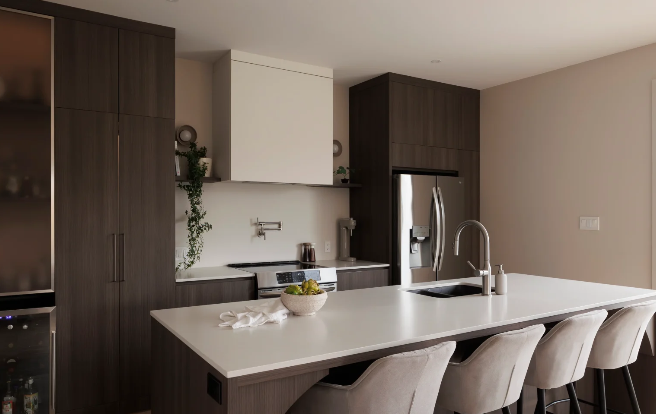 Cuisine blanche avec finitions bois