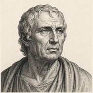 Woodcut portrait of Seneca the Younger, Stoic philosopher and advisor to Emperor Nero who exemplified leading with integrity while navigating compromise