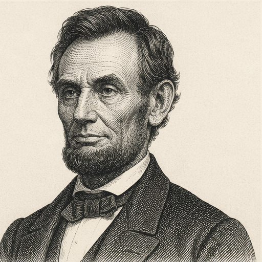 Woodcut portrait of Abraham Lincoln, 16th U.S. President who embodied the Growing Mode — transformed by crisis into moral clarity