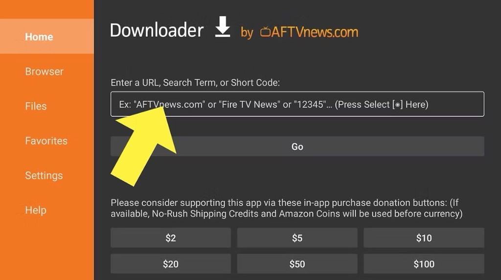 Código en Downloader