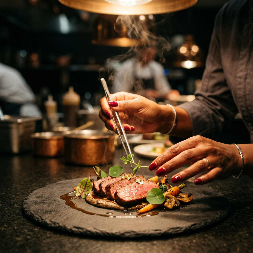 Cinematic chef plating