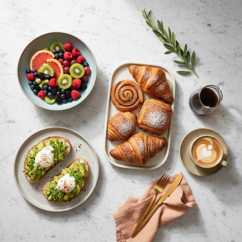 Curated premium breakfast spread