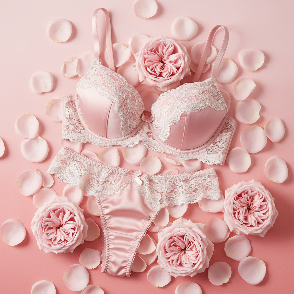 Pinkes Seiden-Dessous Set