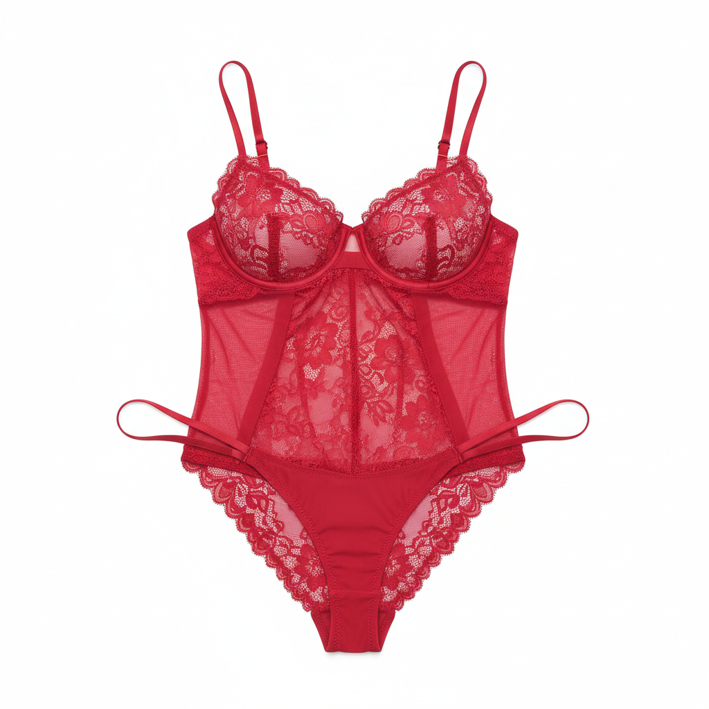 Roter Spitzen-Body