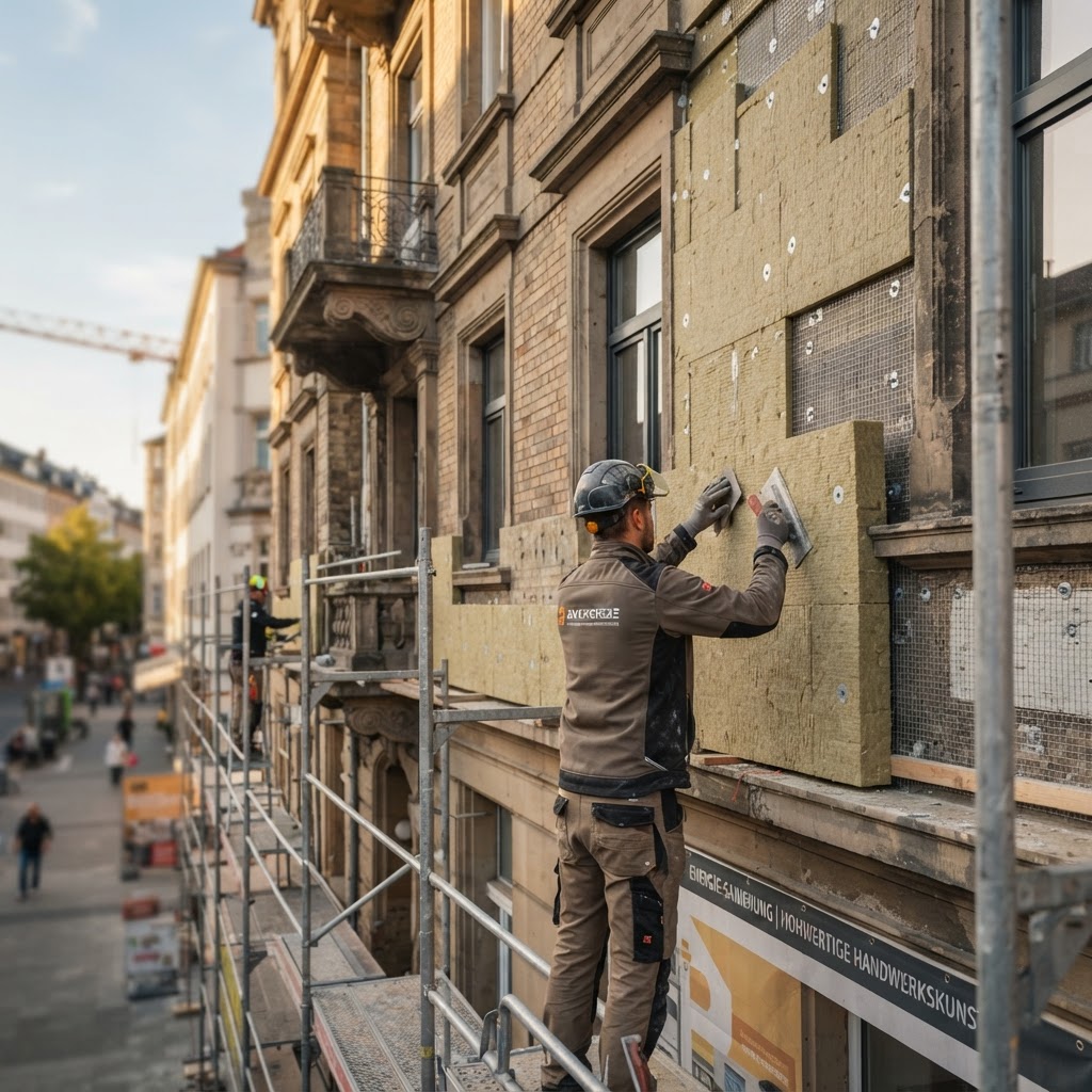 Bestandsgebäude bei der energetischen Sanierung mit Fassadendämmung