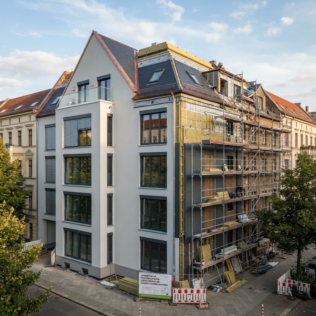 Sanierung eines Wohngebäudes – Dach und Fassade werden modernisiert