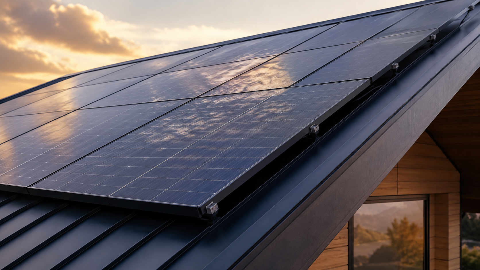 Hochwertiges Photovoltaik-Modul-Detail auf einem Dach