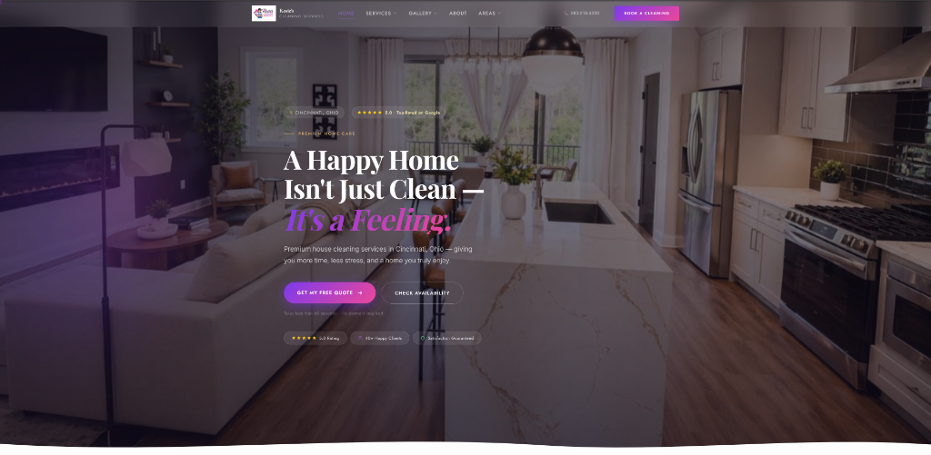 Rosie Cleaning Service website designed by GrowthFlow Digital