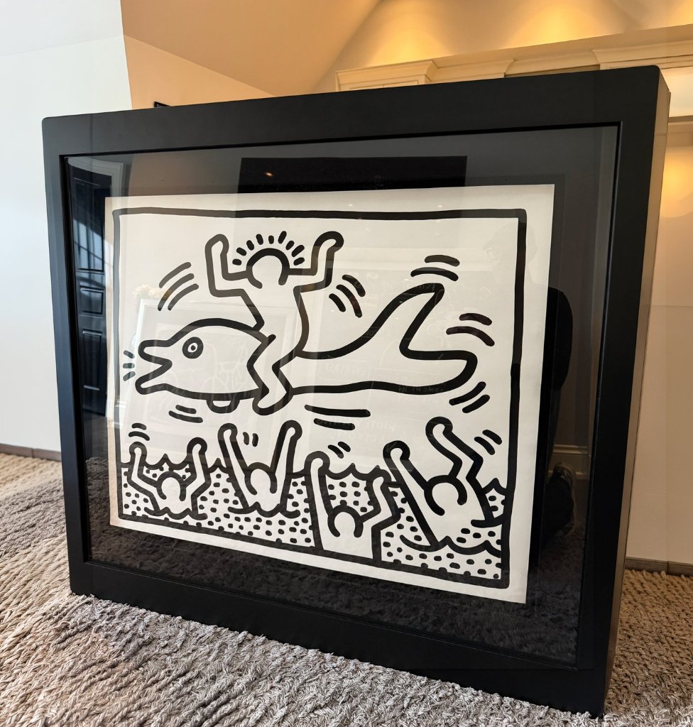 Keith Haring, Untitled, 1987, ink on paper, shadow-boxed