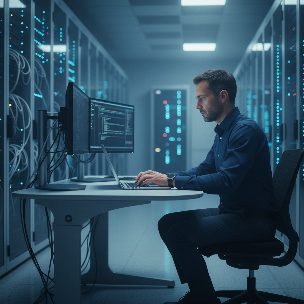 IT engineer working in hospital data center