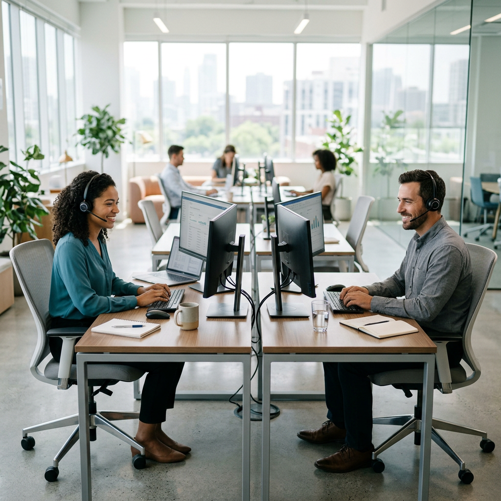Contact center agents at work