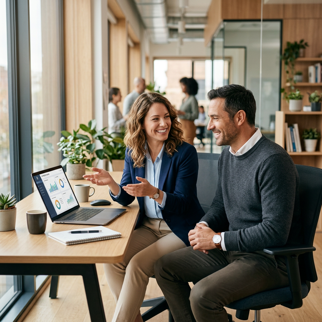 Team collaborating at a desk