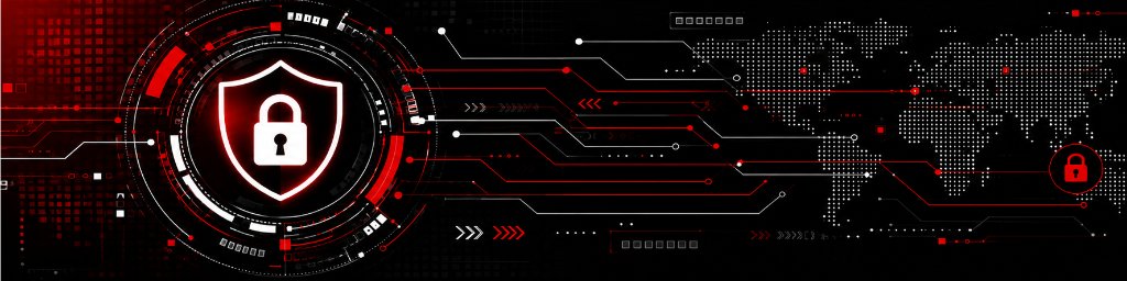 Abstract cybersecurity circuit lock graphic