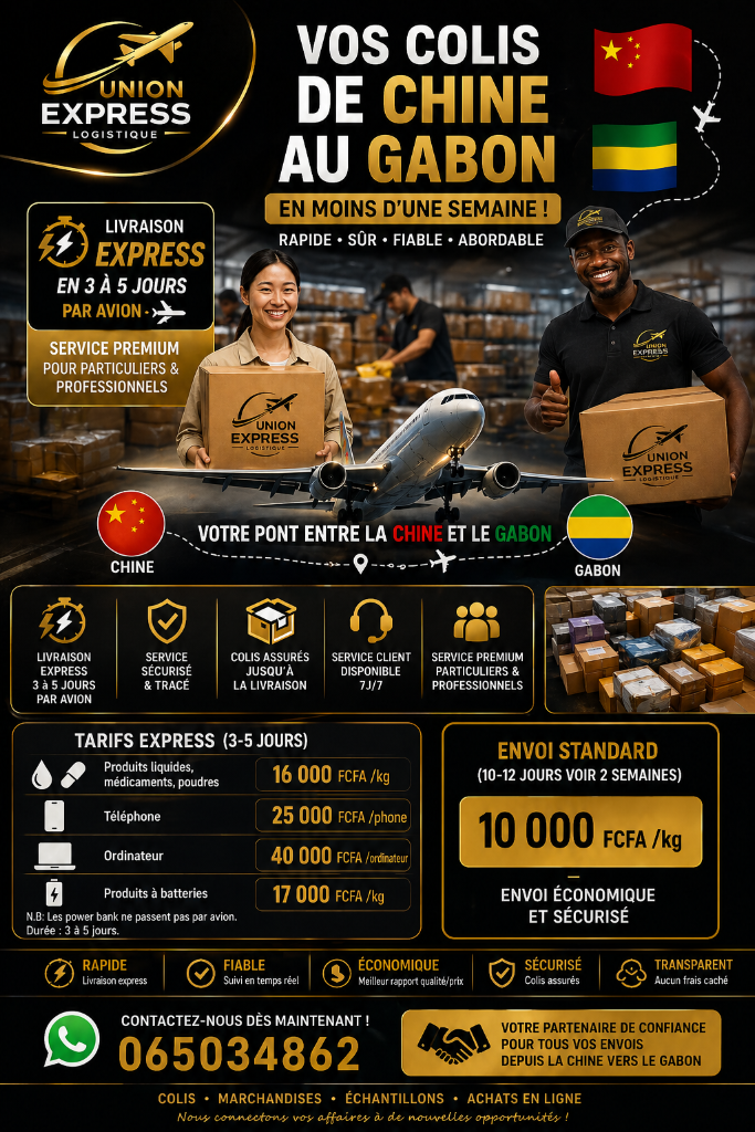 Vos colis de Chine au Gabon