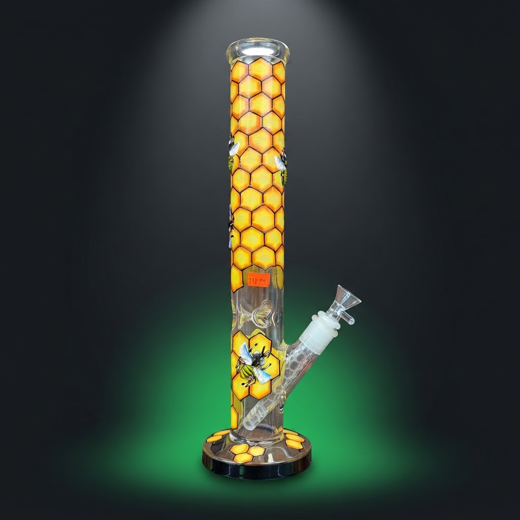 Honeycomb Bee Glass Water Pipe
