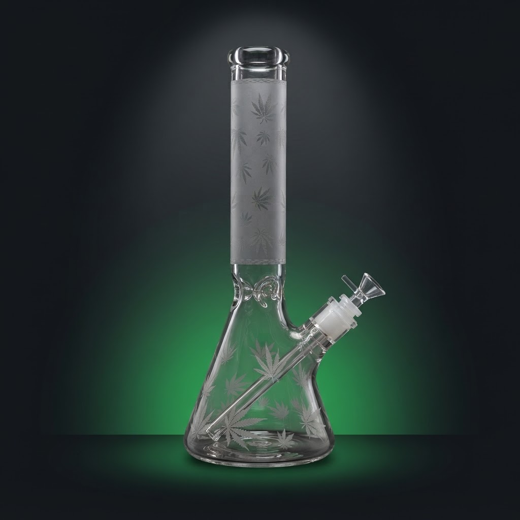 Glass Leaf Pattern Water Pipe