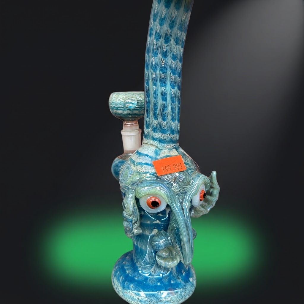Blue Monster Character Glass Water Pipe