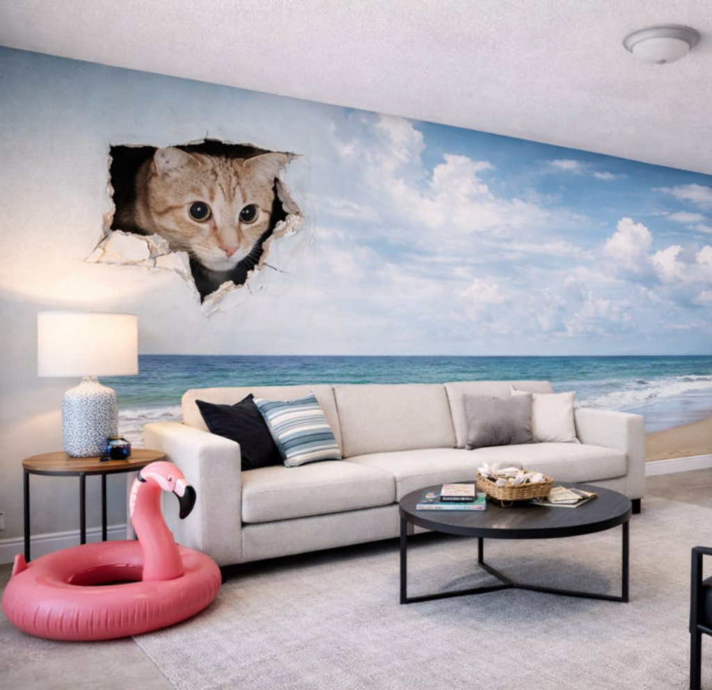 Custom wall mural installation example