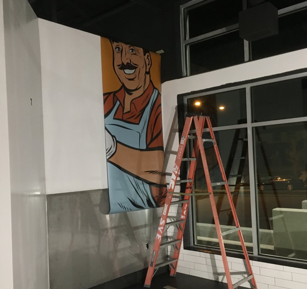 Deagla Restaurant exterior before mural and painting renovation