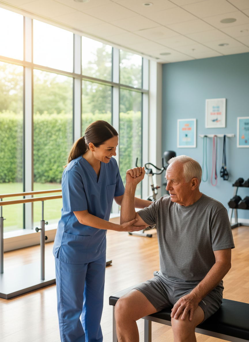 Caregiver helping resident