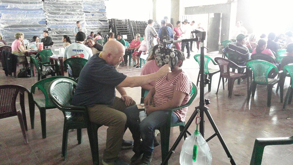 Community members receiving vision care
