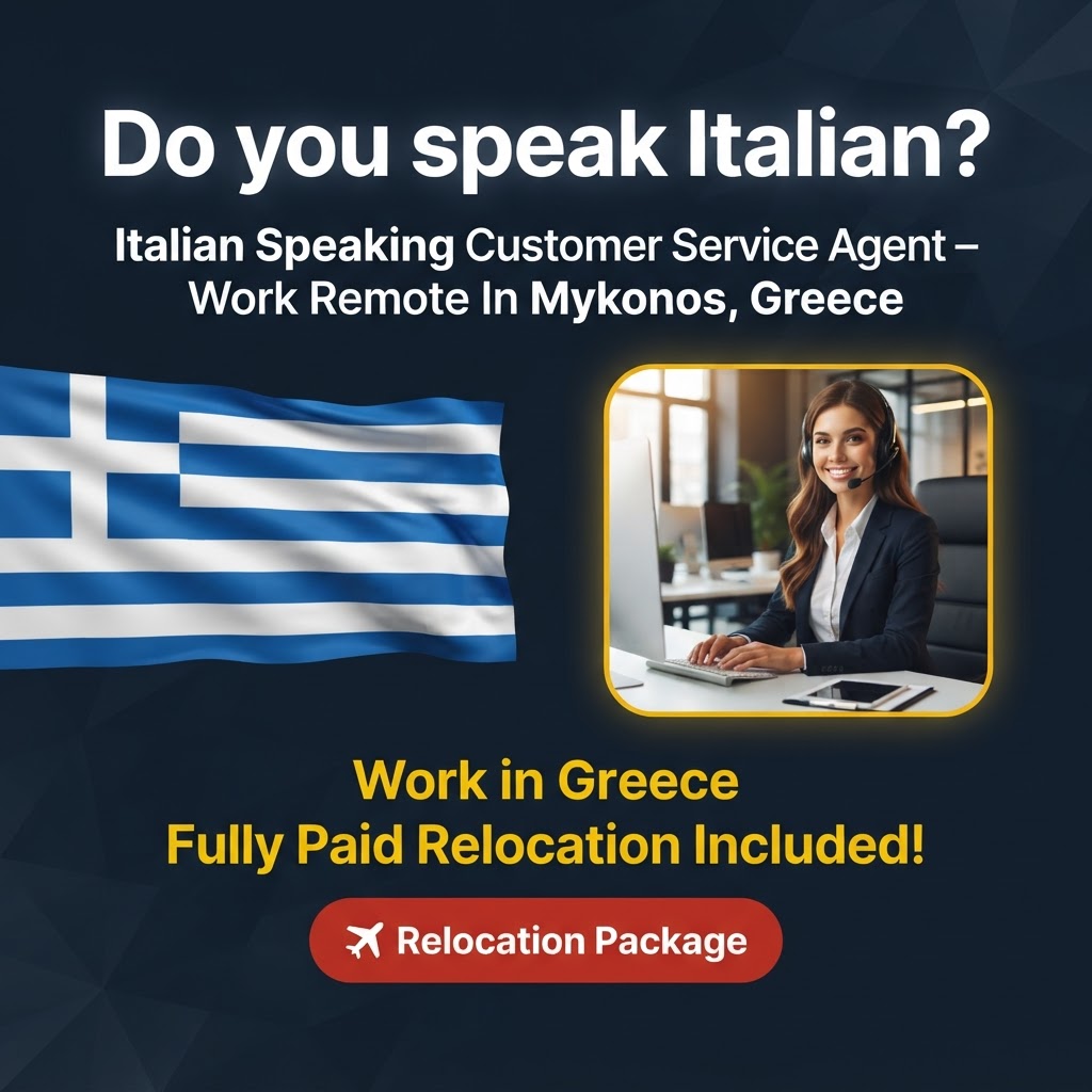 Italian Speaking Customer Service Agent – Work Remote In Mykonos, Greece job in Greece - Mercier Consultancy