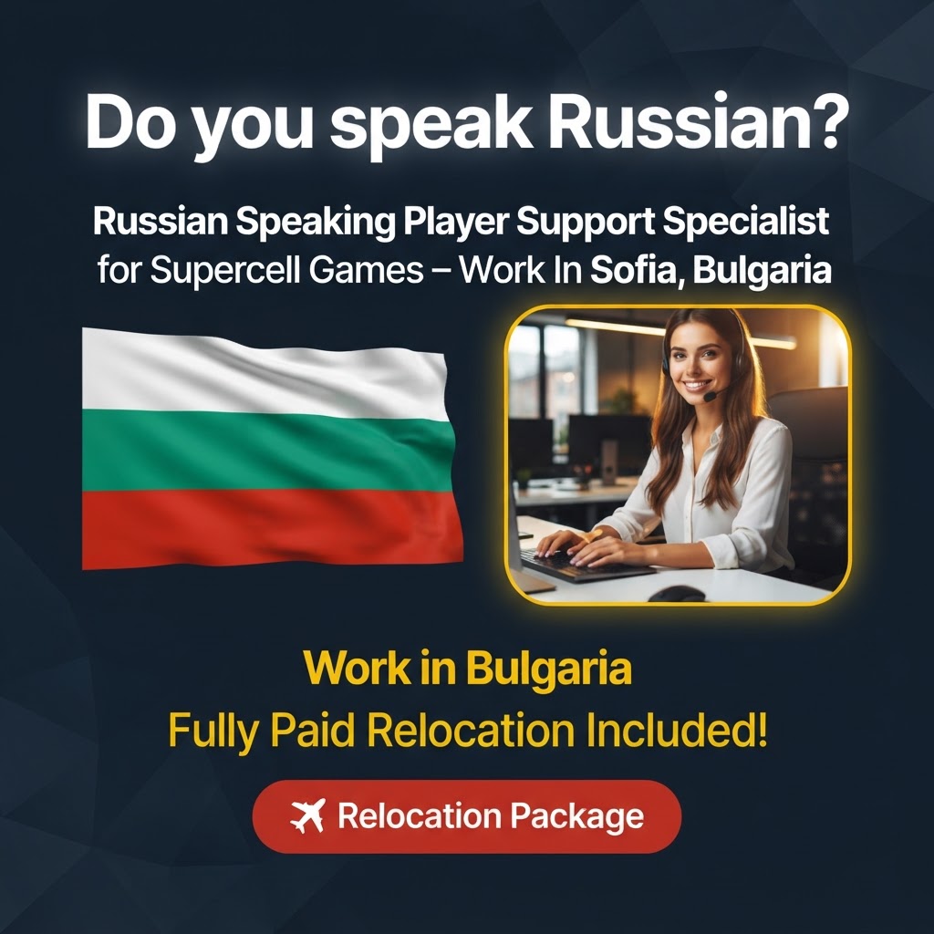 Russian Speaking Player Support Specialist for Supercell Games – Work In Sofia, Bulgaria job in Bulgaria - Mercier Consultancy