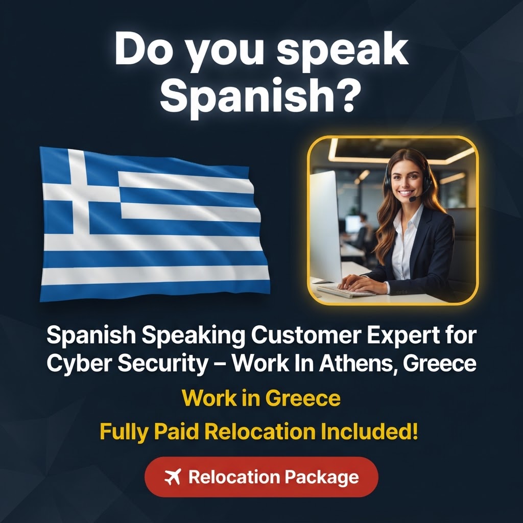 Spanish Speaking Customer Expert for Cyber Security – Work In Athens, Greece job in Greece - Mercier Consultancy