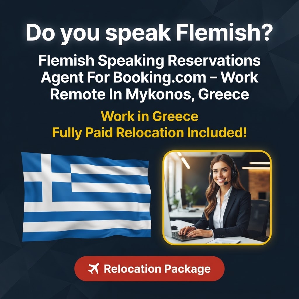 Flemish Speaking Reservations Agent For Booking.com job in Greece - Mercier Consultancy