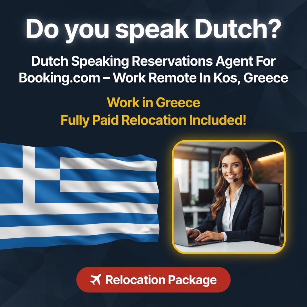 Dutch Speaking Reservations Agent For Booking.com – Work Remote In Kos, Greece job in Greece - Mercier Consultancy