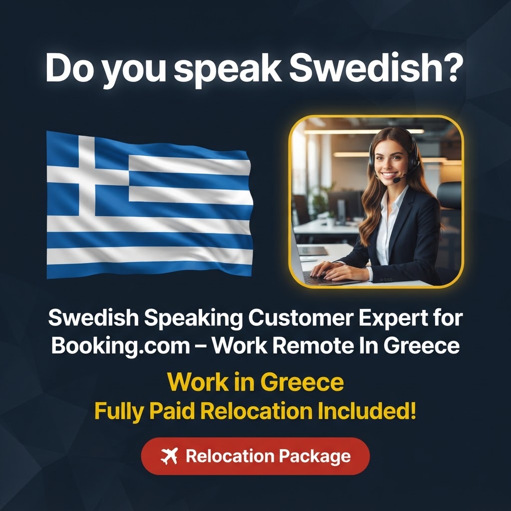Swedish Speaking Customer Expert for Booking.com – Work Remote In Greece job in Greece - Mercier Consultancy