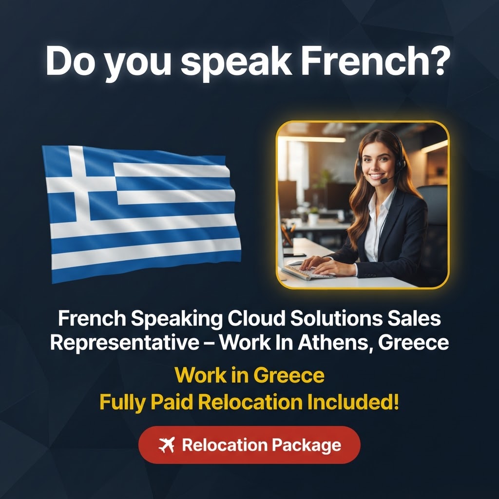 French Speaking Cloud Solutions Sales Representative – Work In Athens, Greece job in Greece - Mercier Consultancy