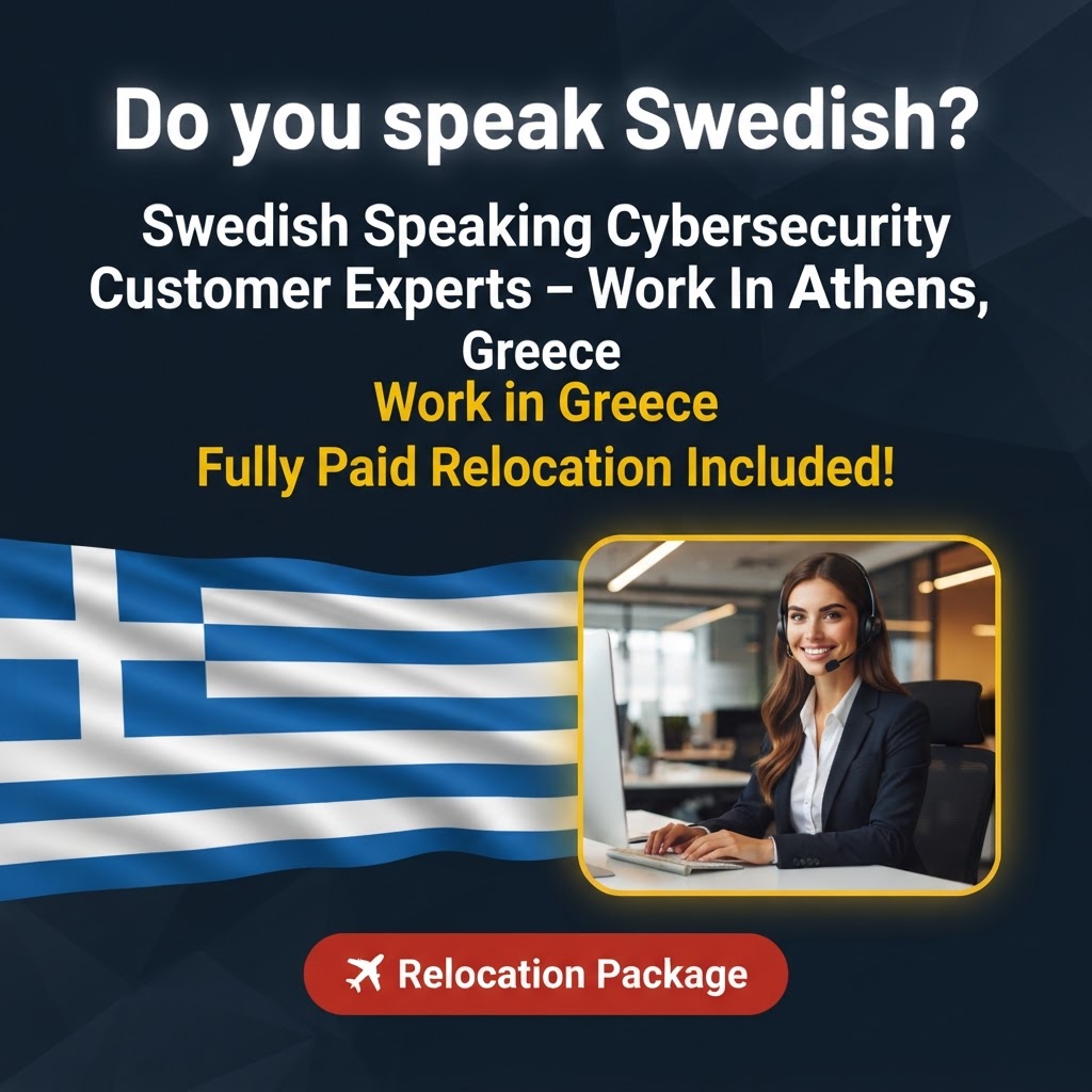 Swedish Speaking Cybersecurity Customer Experts – Work In Athens, Greece job in Greece - Mercier Consultancy