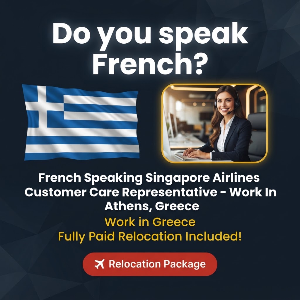 French Speaking Singapore Airlines Customer Care Representative – Work In Athens, Greece job in Greece - Mercier Consultancy