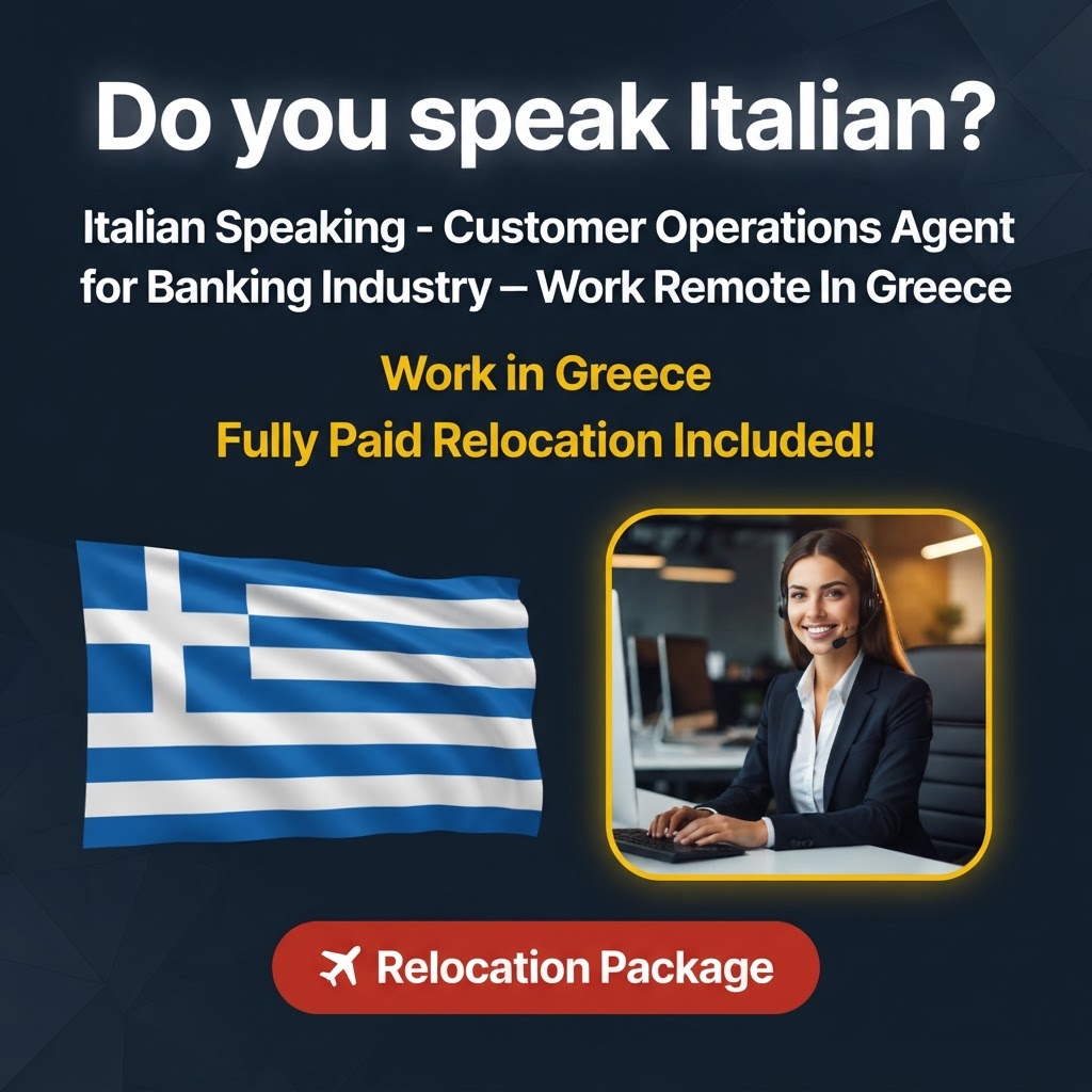Italian Speaking - Customer Operations Agent for Banking Industry – Work Remote In Greece job in Greece - Mercier Consultancy