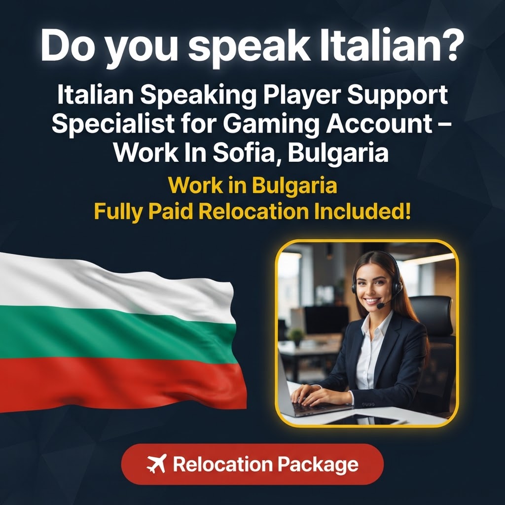 Italian Speaking Player Support Specialist for Gaming Account – Work In Sofia, Bulgaria job in Bulgaria - Mercier Consultancy