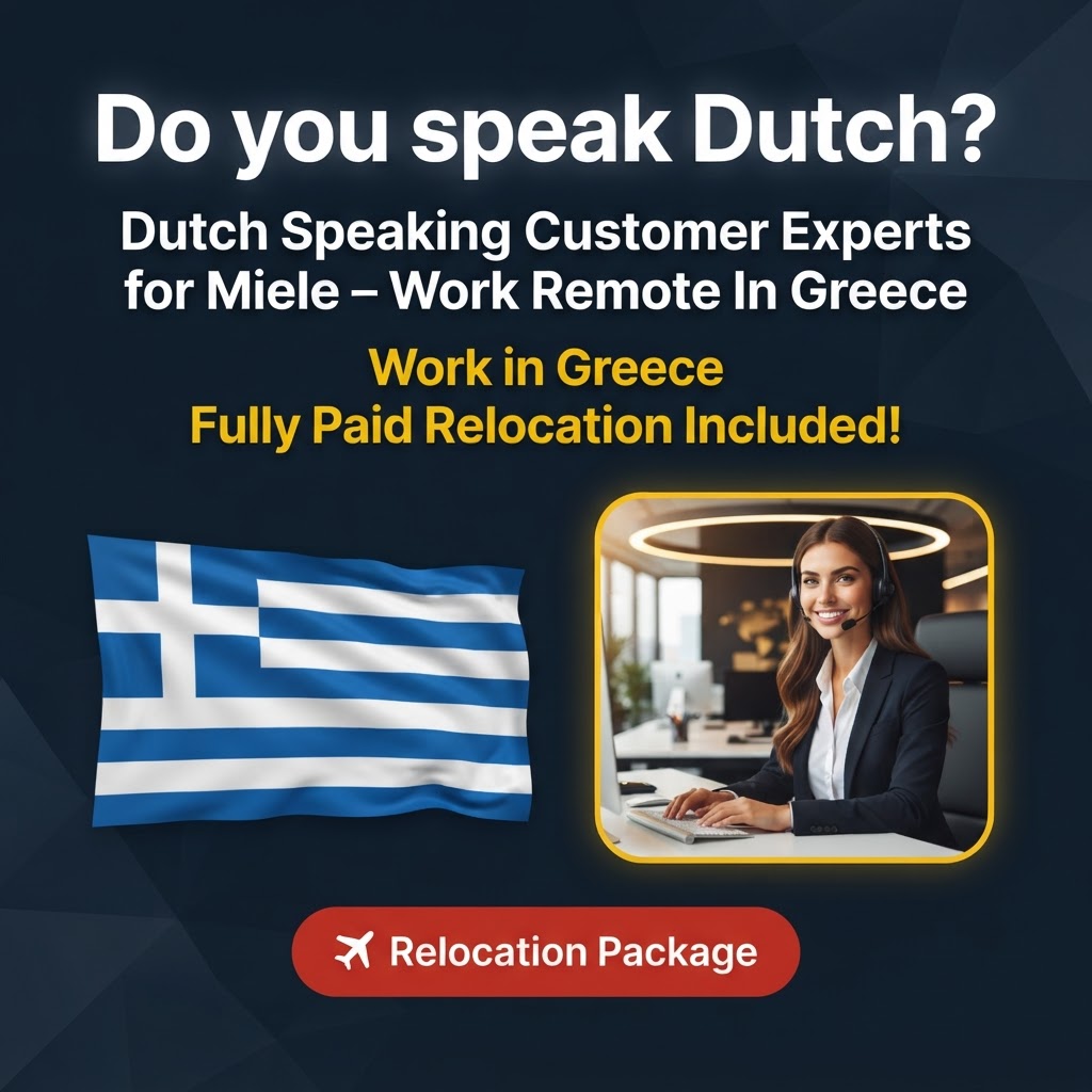 Dutch Speaking Customer Experts for Miele – Work Remote In Greece job in Greece - Mercier Consultancy