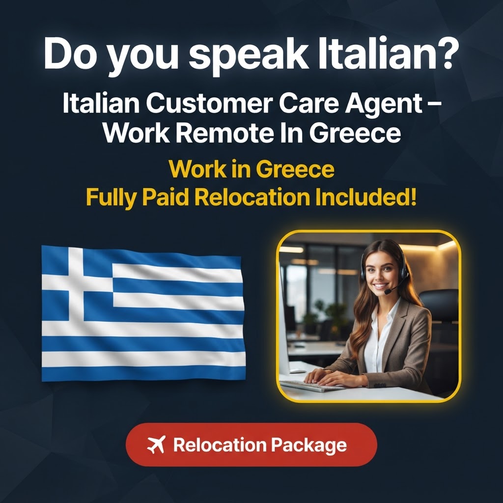 Italian Customer Care Agent – Work Remote In Greece job in Greece - Mercier Consultancy