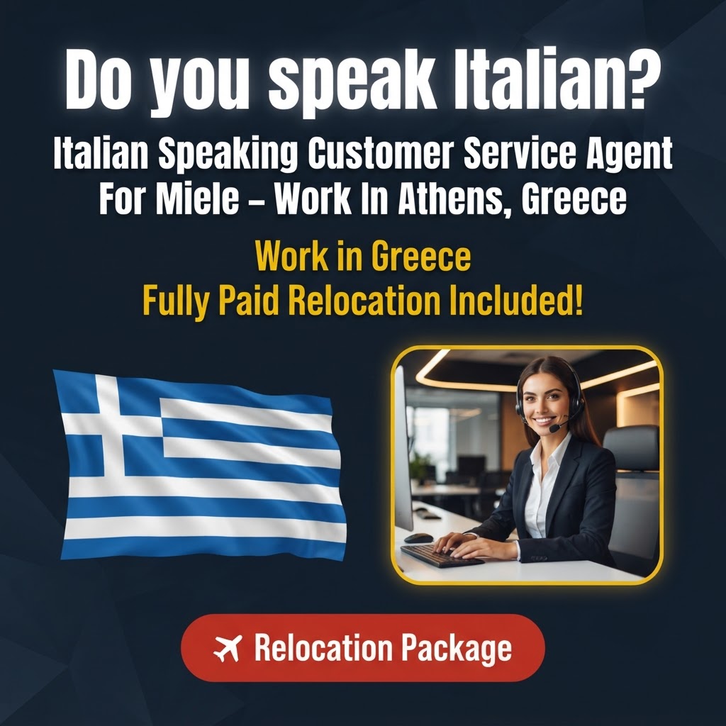 Italian Speaking Customer Service Agent For Miele – Work In Athens, Greece job in Greece - Mercier Consultancy