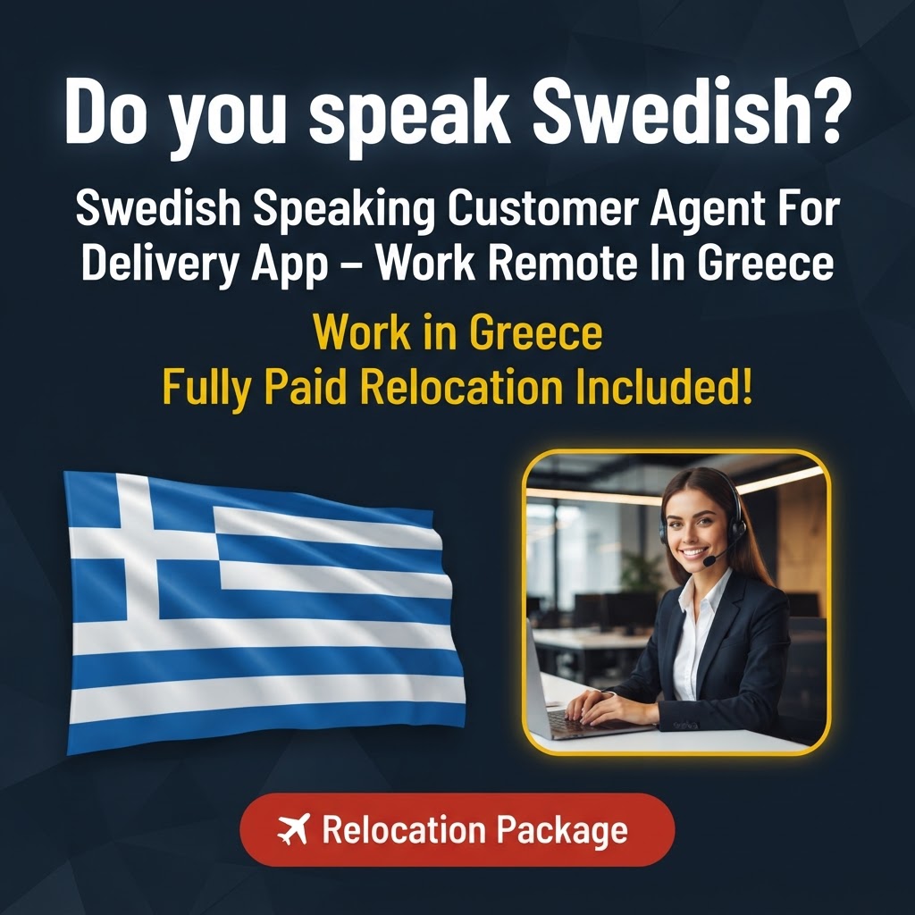 Swedish Speaking Customer Agent For Delivery App – Work Remote In Greece job in Greece - Mercier Consultancy