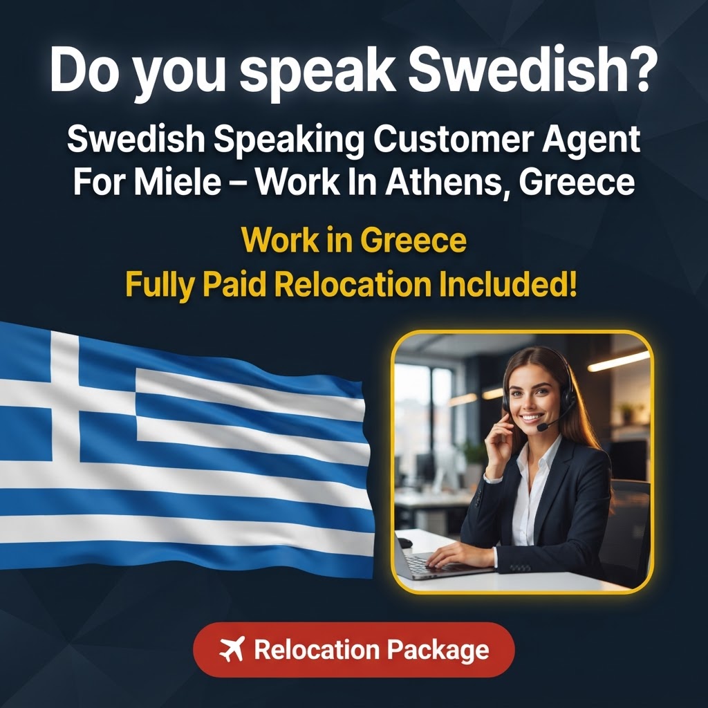 Swedish Speaking Customer Agent For Miele – Work In Athens, Greece job in Greece - Mercier Consultancy