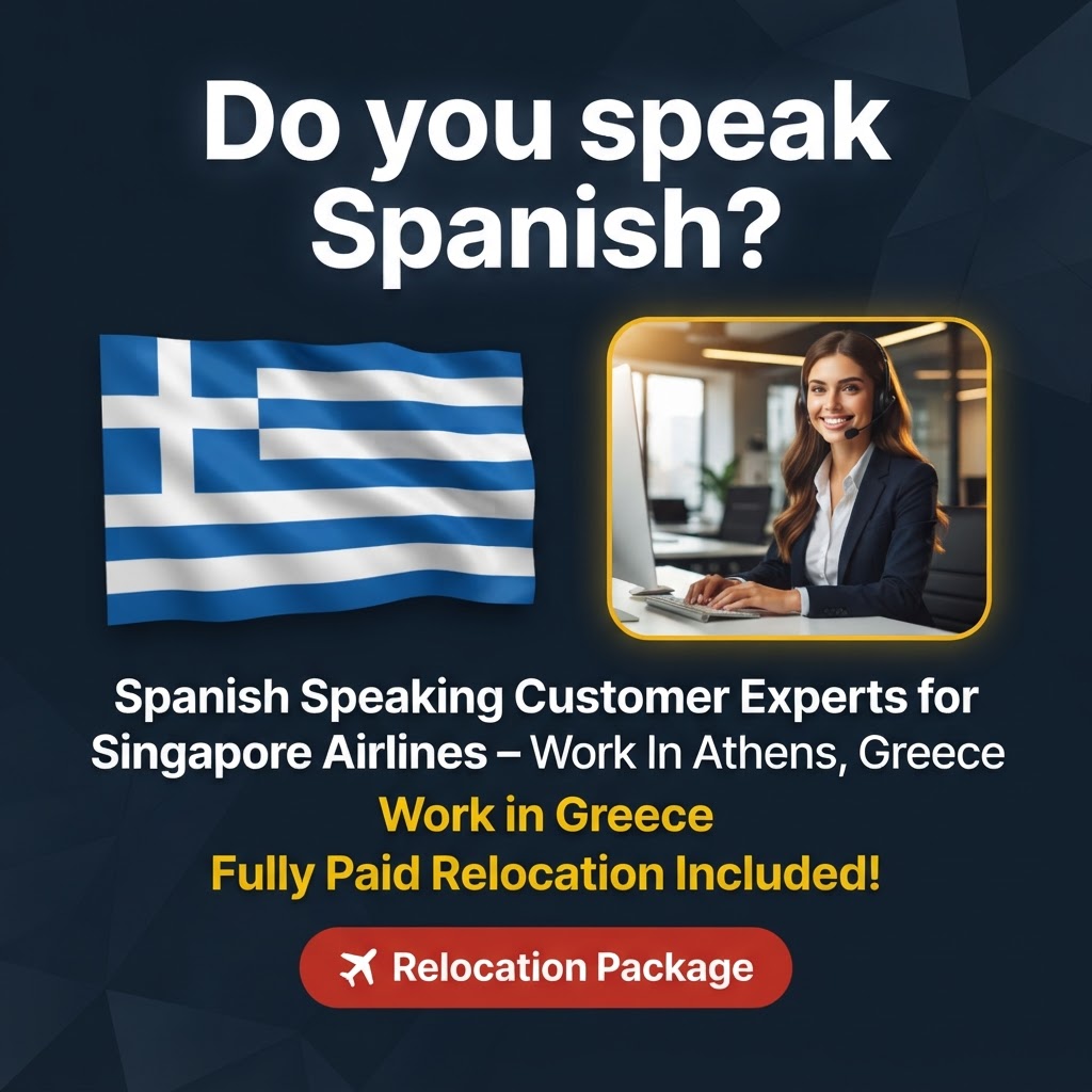 Spanish Speaking Customer Experts for Singapore Airlines – Work In Athens, Greece job in Greece - Mercier Consultancy