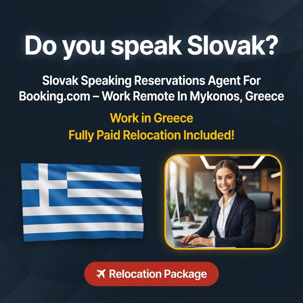 Slovak Speaking Reservations Agent For Booking.com – Work Remote In Mykonos, Greece job in Greece - Mercier Consultancy