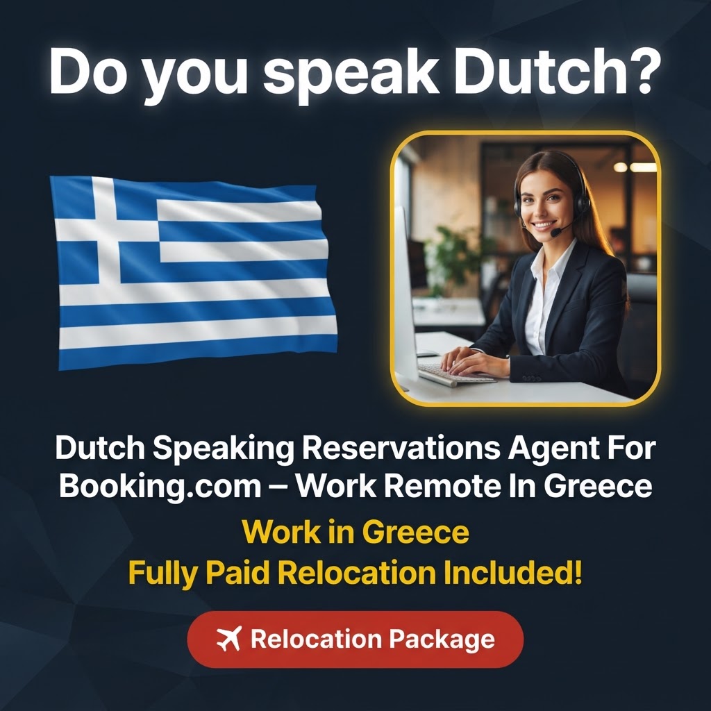 Dutch Speaking Reservations Agent For Booking.com – Work Remote In Greece job in Greece - Mercier Consultancy