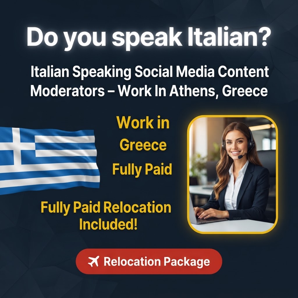 Italian Speaking Social Media Content Moderators – Work In Athens, Greece job in Greece - Mercier Consultancy