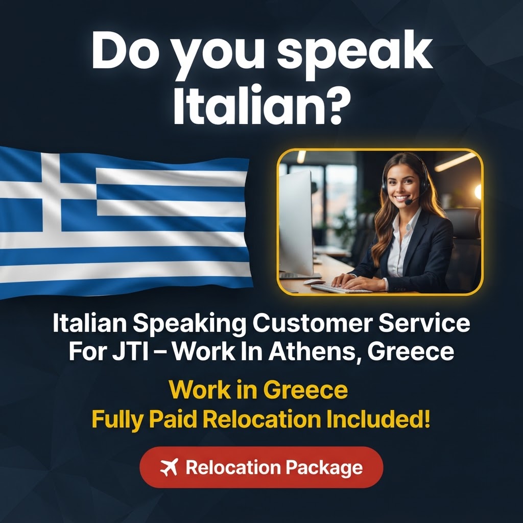 Italian Speaking Customer Service For JTI – Work In Athens, Greece job in Greece - Mercier Consultancy